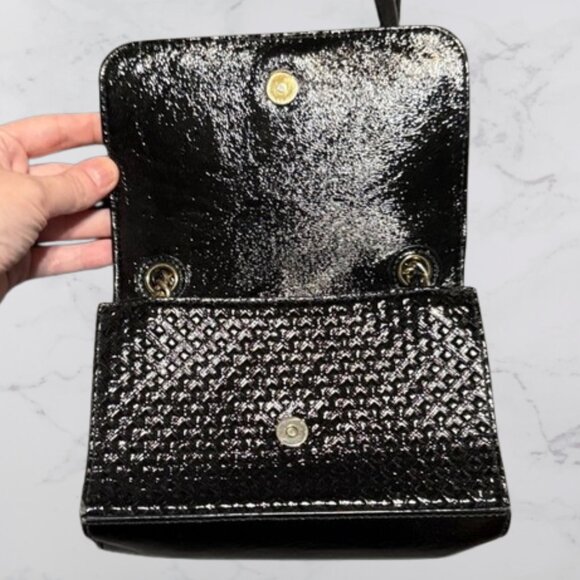 Tory Burch Marion Embossed Patent Shrunken Shoulder Bag - Picture 7 of 8